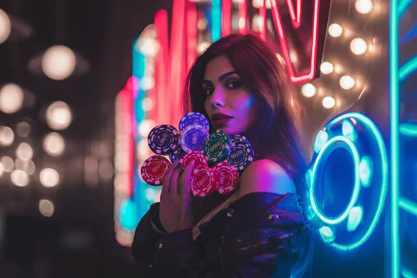 A woman in a luxurious green gown next to an ornate roulette wheel, capturing the upscale casino mood of BANGBED.